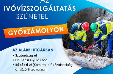 IVÓVÍZELLÁTÁS SZÜNETEL: Győrzámoly településen